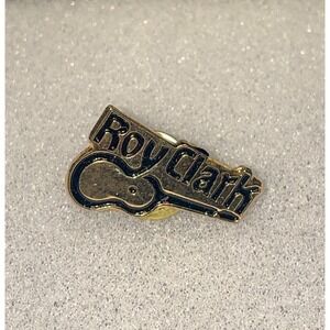 Roy Clark Guitar Black Gold tone Lapel Pin Vintage‎ Music Memorabilia